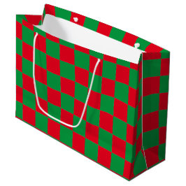 Sacola Para Presentes Grande Padrão de verificação clássico vermelho e verde