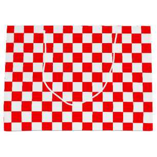 Sacola Para Presentes Grande Padrão de Verificação de Branco Vermelho