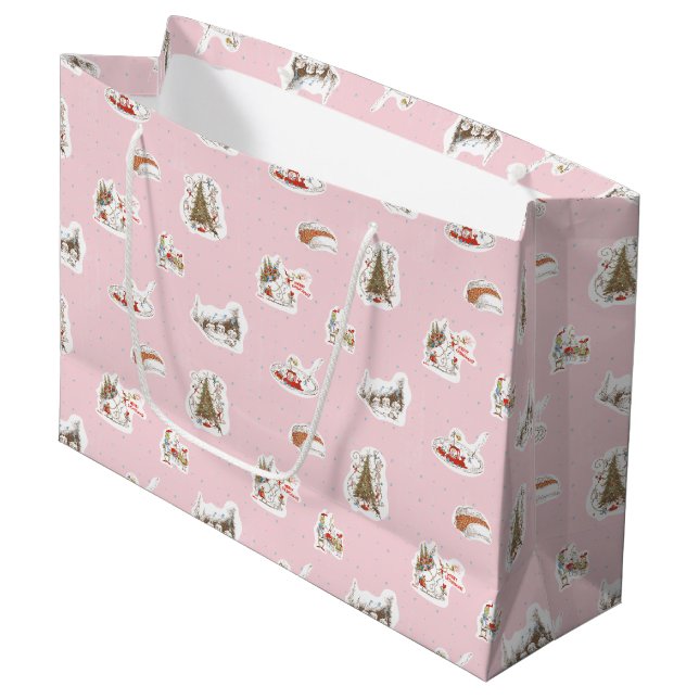 Sacola Para Presentes Grande Padrão de Vigneta de Natal de Whoville (Frente inclinada)