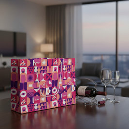Sacola Para Presentes Grande Padrão de vinho roxo rosa retrô