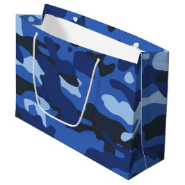 Sacola Para Presentes Grande Padrão do Exército Azul Camo de Camuflagem