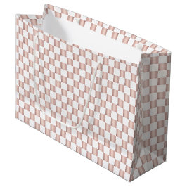 Sacola Para Presentes Grande Padrão do quadro de verificação cor-de-rosa Dourad