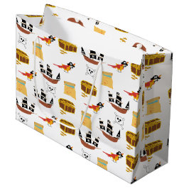Sacola Para Presentes Grande Padrão do Tema do Testo do Tesouro de Nave Pirata