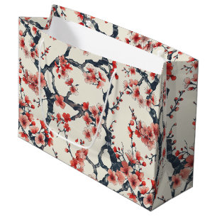 Sacola Para Presentes Grande Padrão Elegante De Flor De Cereja Sem Costura (13)