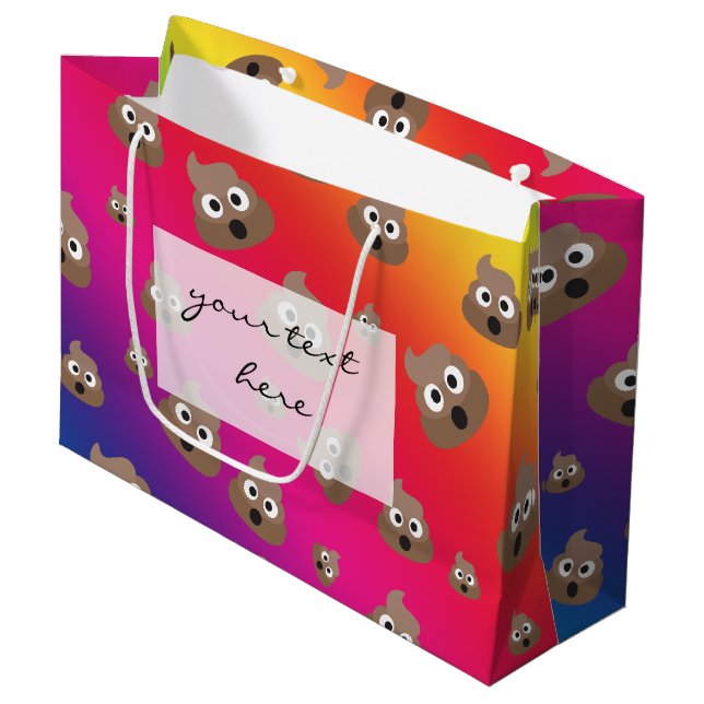 Sacola Para Presentes Grande Padrão Emoji De Poop Cotovelo (Frente inclinada)