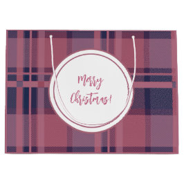 Sacola Para Presentes Grande Padrão Escocesa Rosa Personalizada Lady Tartan