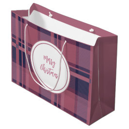 Sacola Para Presentes Grande Padrão Escocesa Rosa Personalizada Lady Tartan