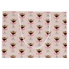 Sacola Para Presentes Grande Padrão Espresso Martini Rosa