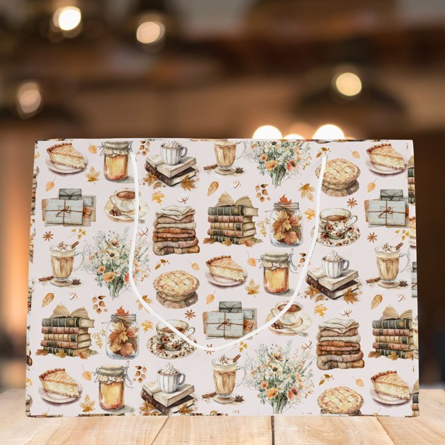 Sacola Para Presentes Grande Padrão Estético Essencial Favorito do outono (Close up)