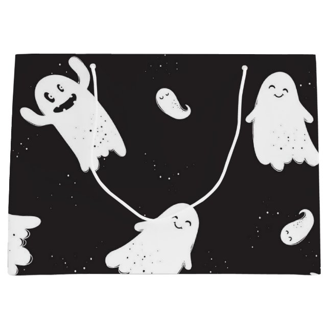 Sacola Para Presentes Grande padrão fantasma (Frente)