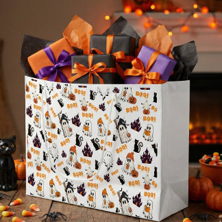 Sacola Para Presentes Grande Padrão Fantasma Bonito do Halloween - Gatos Pretos
