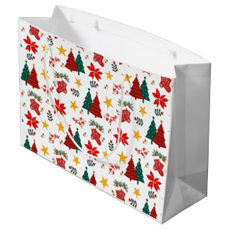 Sacola Para Presentes Grande Padrão Festivo de Férias de Natal