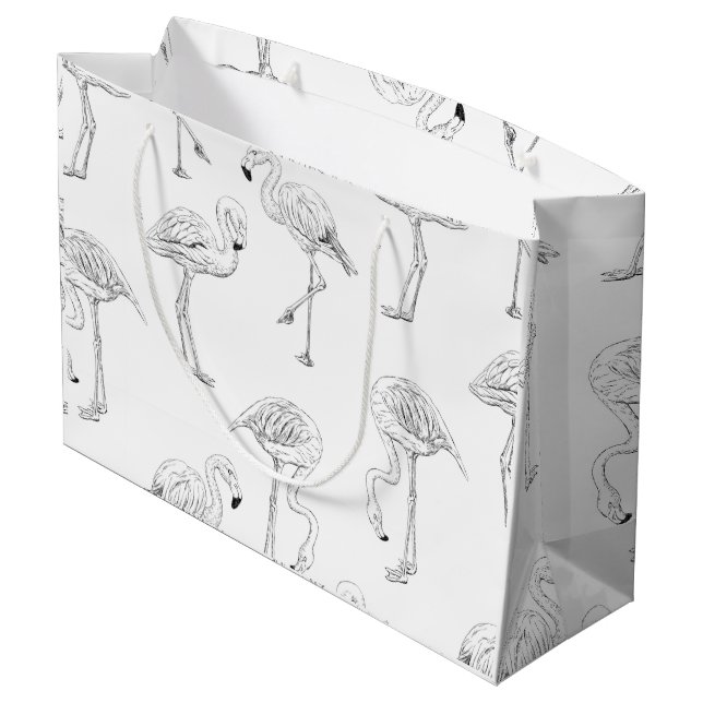 Sacola Para Presentes Grande Padrão Flamingo (Verso inclinado)