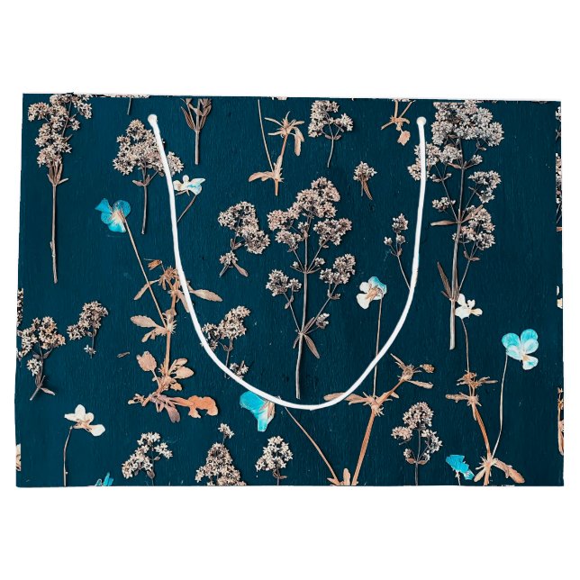 Sacola Para Presentes Grande Padrão Floral (Verso)