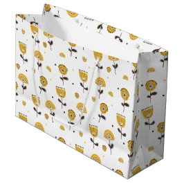 Sacola Para Presentes Grande Padrão Floral Amarelo do meio século