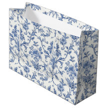 Padrão Floral Azul Toile de Jouy Francês Country
