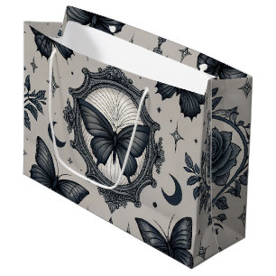 Sacola Para Presentes Grande Padrão Floral Borboleta Gótica (2)