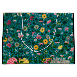 SACOLA PARA PRESENTES GRANDE PADRÃO FLORAL CHINÊS DO SACO GIFT NEGRO E VERDE