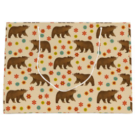 Sacola Para Presentes Grande Padrão Floral do Urso