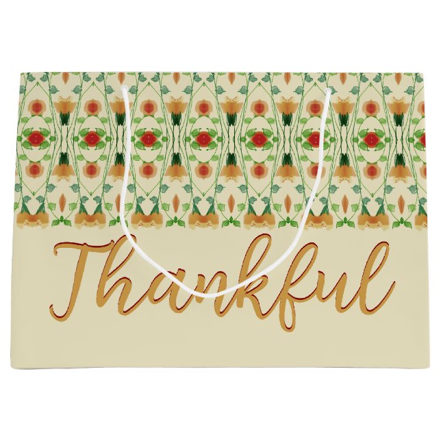 Sacola Para Presentes Grande Padrão Floral Elegante (Frente)