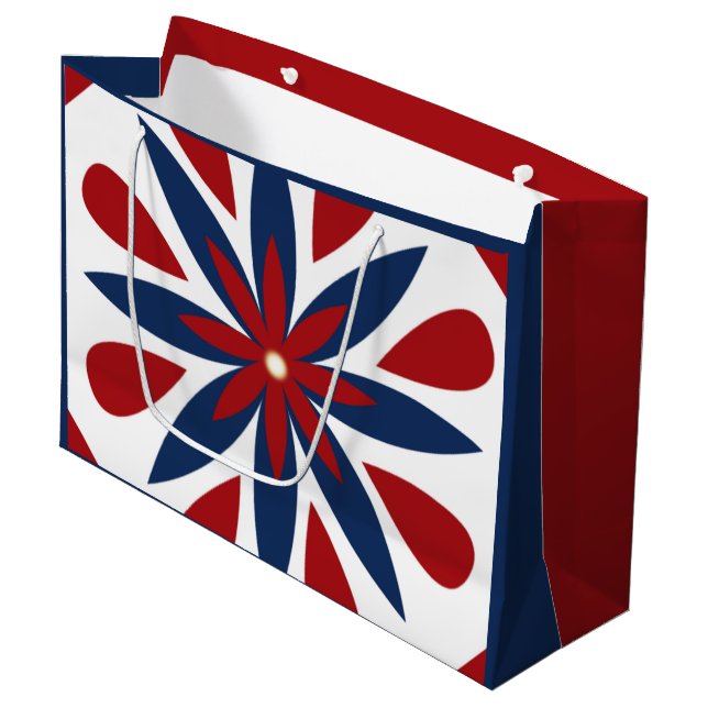 Sacola Para Presentes Grande Padrão Floral Geométrico Colorido (Frente inclinada)