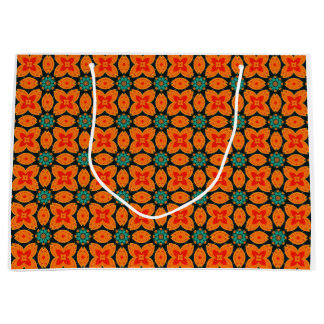 Sacola Para Presentes Grande Padrão Floral Geométrico Marroquino Boêmio