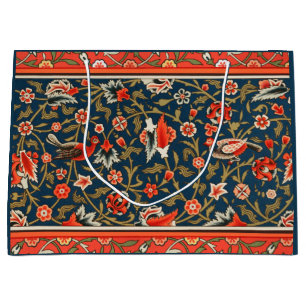 Sacola Para Presentes Grande Padrão Floral Indo-Persa Bohemiano Vintage Vermelh