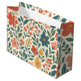 Sacola Para Presentes Grande Padrão Floral Pintado à Mão – Botânica Colorida