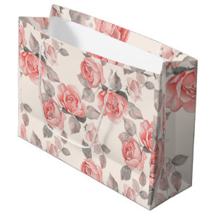 Sacola Para Presentes Grande Padrão floral romântico 8