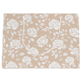 Sacola Para Presentes Grande Padrão Floral Rosa Neutro Chic