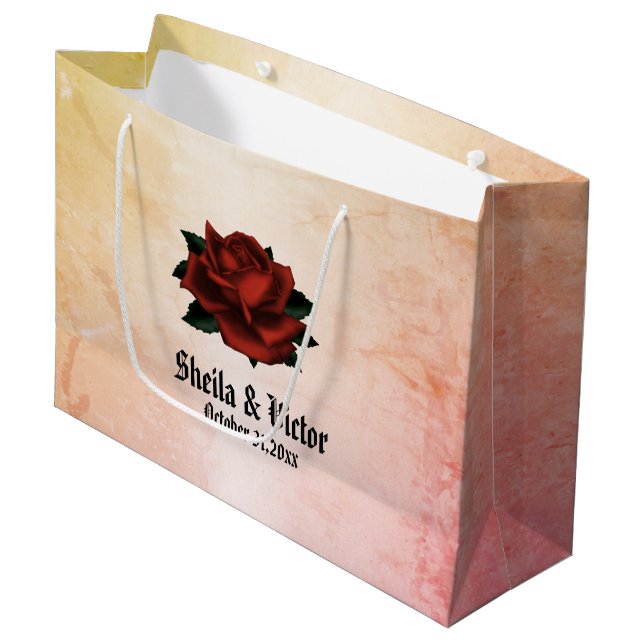 Sacola Para Presentes Grande Padrão Floral Simples no Peach (Frente inclinada)