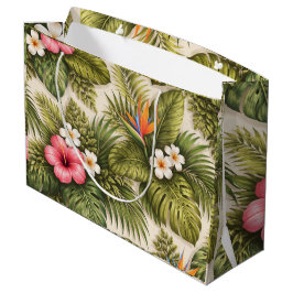 Sacola Para Presentes Grande Padrão Floral Tropical – Hibisco, Monstera