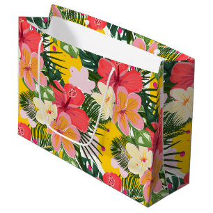 Sacola Para Presentes Grande Padrão Floral Tropical Vibrante