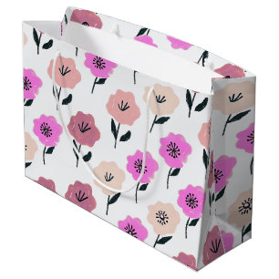 Sacola Para Presentes Grande Padrão Floral Vibrante