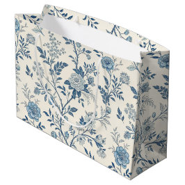 Sacola Para Presentes Grande Padrão Floral Vintage Azul