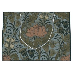 Sacola Para Presentes Grande Padrão Floral Vitoriano Antigo Terracota Sage