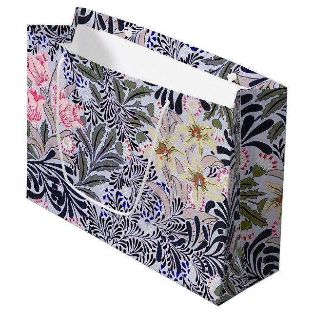 Sacola Para Presentes Grande Padrão Floral, William Morris Large Gift Bag (Frente inclinada)