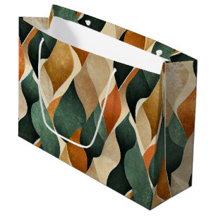 Sacola Para Presentes Grande Padrão Geométrico Art Déco em Verde Água e Dourado