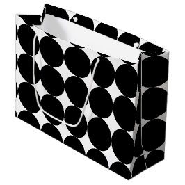 Sacola Para Presentes Grande Padrão Geométrico de Círculo Retro Preto Branco