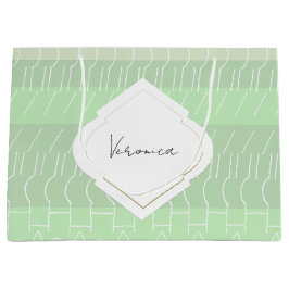 Sacola Para Presentes Grande Padrão Geométrico dos Tons Verdes Modernos