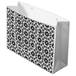 Sacola Para Presentes Grande Padrão Geométrico Preto e Branco Elegante