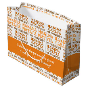 Sacola Para Presentes Grande Padrão Hakuna Matata, sem preocupações em suaíli
