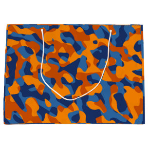 Sacola Para Presentes Grande Padrão Impressão de Camuflagem Laranja Azul
