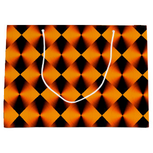 Sacola Para Presentes Grande Padrão Laranja Vermelho e Preto