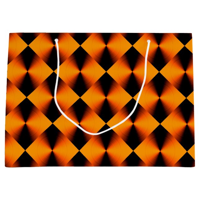 Sacola Para Presentes Grande Padrão Laranja Vermelho e Preto (Frente)