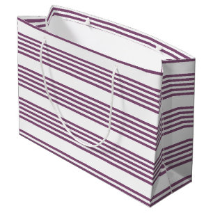 Sacola Para Presentes Grande Padrão Mauve roxo e branco de cinco faixas