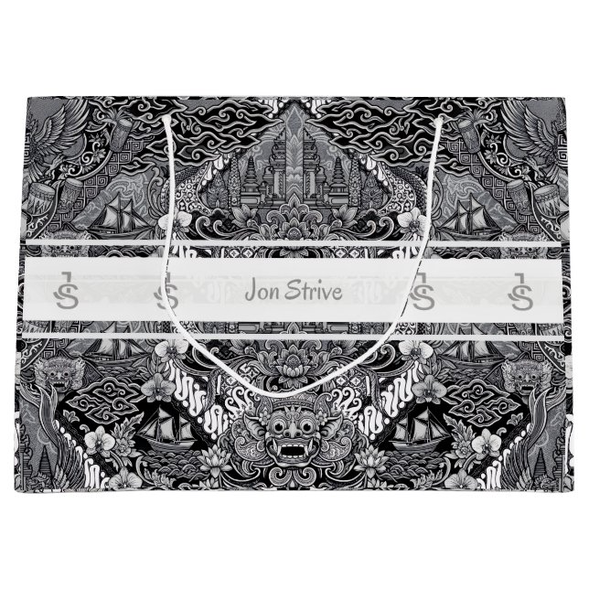 Sacola Para Presentes Grande Padrão moderno de BATIK (Frente)