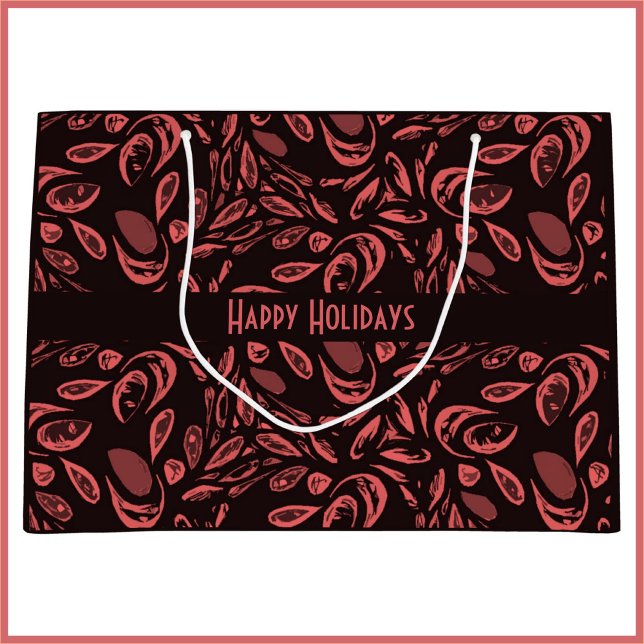 Sacola Para Presentes Grande Padrão Moderno Preto, Vermelho Quente (Criador carregado)