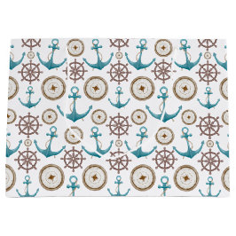 Sacola Para Presentes Grande Padrão Náutico do Marinheiro de Cor Azul-Coca-bran