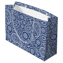 Padrão paisley vintage branco sobre azul